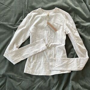 Skims cotton jersey long sleeve t-shirt, XS, Oatmeal Heather, Never worn